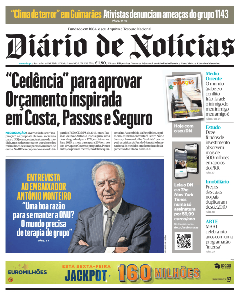 Prima-pagina-Diario de Noticias-edizione-di-oggi-20241004